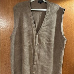 Men's Brown Ribbed Button-Up Vest